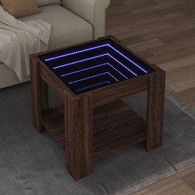 vidaXL LED-Couchtisch Braun Eichen-Optik 53x53x45 cm Holzwerkstoff
