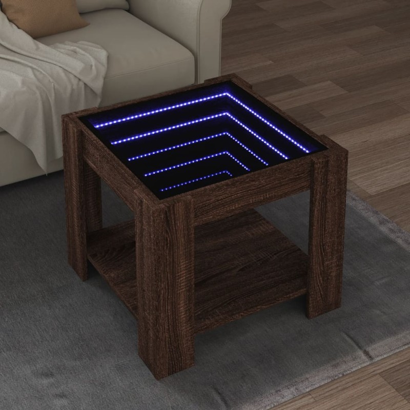 vidaXL LED-Couchtisch Braun Eichen-Optik 53x53x45 cm Holzwerkstoff vidaXL LED-Couchtisch Braun Eichen-Optik 53x53x45 cm Holzwerkstoff