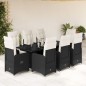 vidaXL 9-tlg. Garten-Bistro-Set mit Kissen Schwarz Poly Rattan vidaXL 9-tlg. Garten-Bistro-Set mit Kissen Schwarz Poly Rattan