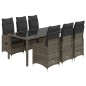 vidaXL 7-tlg. Garten-Bistro-Set mit Kissen Grau Poly Rattan vidaXL 7-tlg. Garten-Bistro-Set mit Kissen Grau Poly Rattan