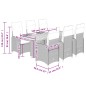 vidaXL 7-tlg. Garten-Bistro-Set mit Kissen Grau Poly Rattan