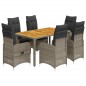 vidaXL 7-tlg. Garten-Bistro-Set mit Kissen Grau Poly Rattan vidaXL 7-tlg. Garten-Bistro-Set mit Kissen Grau Poly Rattan