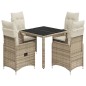 vidaXL 5-tlg. Garten-Bistro-Set mit Kissen Beige Poly Rattan vidaXL 5-tlg. Garten-Bistro-Set mit Kissen Beige Poly Rattan
