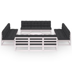 13-tlg. Garten-Lounge-Set mit Kissen Kiefer Massivholz
