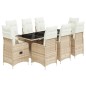 vidaXL 9-tlg. Garten-Bistro-Set mit Kissen Beige Poly Rattan vidaXL 9-tlg. Garten-Bistro-Set mit Kissen Beige Poly Rattan