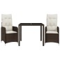 vidaXL 3-tlg. Garten-Bistro-Set mit Kissen Braun Poly Rattan vidaXL 3-tlg. Garten-Bistro-Set mit Kissen Braun Poly Rattan