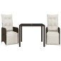 vidaXL 3-tlg. Garten-Bistro-Set mit Kissen Braun Poly Rattan vidaXL 3-tlg. Garten-Bistro-Set mit Kissen Braun Poly Rattan
