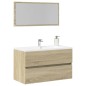 vidaXL Badschrank mit Spiegel Sonoma-Eiche 80x38,5x45 cm vidaXL Badschrank mit Spiegel Sonoma-Eiche 80x38,5x45 cm
