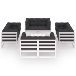 vidaXL 9-tlg. Garten-Lounge-Set mit Kissen Kiefer Massivholz