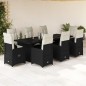 vidaXL 9-tlg. Garten-Bistro-Set mit Kissen Schwarz Poly Rattan vidaXL 9-tlg. Garten-Bistro-Set mit Kissen Schwarz Poly Rattan