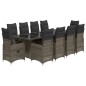 vidaXL 11-tlg. Garten-Bistro-Set mit Kissen Grau Poly Rattan vidaXL 11-tlg. Garten-Bistro-Set mit Kissen Grau Poly Rattan