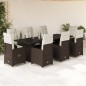 vidaXL 9-tlg. Garten-Bistro-Set mit Kissen Braun Poly Rattan vidaXL 9-tlg. Garten-Bistro-Set mit Kissen Braun Poly Rattan