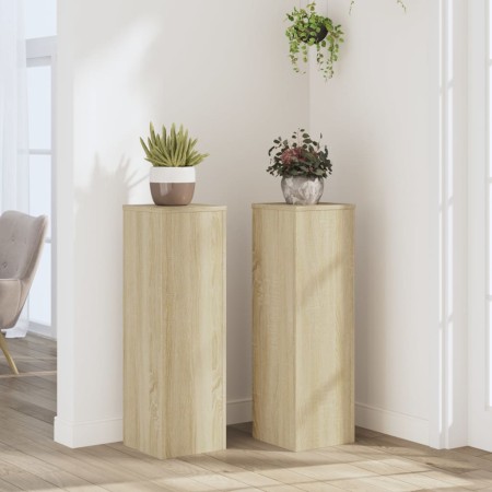 vidaXL Pflanzenständer 2 Stk. Sonoma-Eiche 25x25x80 cm Holzwerkstoff