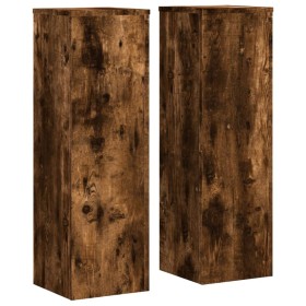 vidaXL Pflanzenständer 2 Stk. Räuchereiche 25x25x80 cm Holzwerkstoff