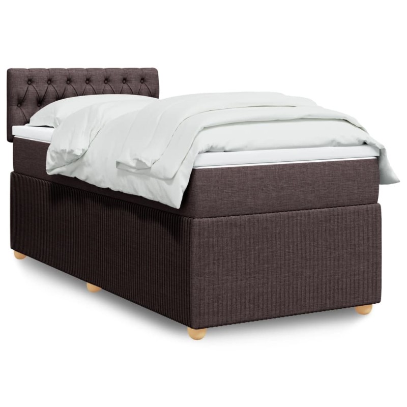 vidaXL Boxspringbett mit Matratze Dunkelbraun 90x200 cm Stoff vidaXL Boxspringbett mit Matratze Dunkelbraun 90x200 cm Stoff