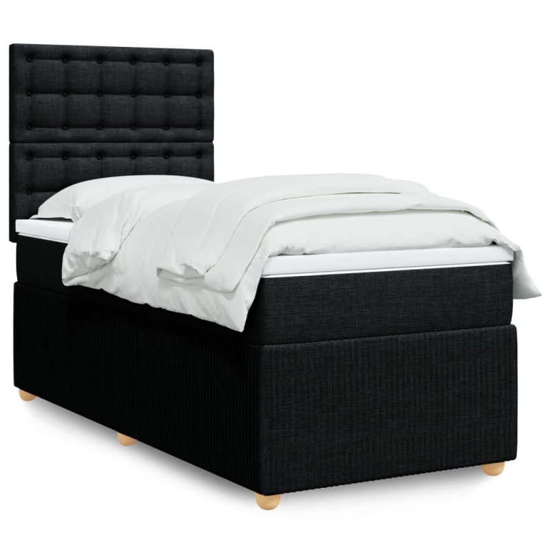 vidaXL Boxspringbett mit Matratze Schwarz 90x200 cm Stoff vidaXL Boxspringbett mit Matratze Schwarz 90x200 cm Stoff