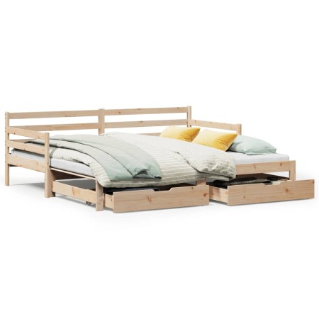 vidaXL Tagesbett Ausziehbar mit Schubladen 90x190 cm Massivholz Kiefer