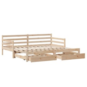vidaXL Tagesbett Ausziehbar mit Schubladen 90x190 cm Massivholz Kiefer