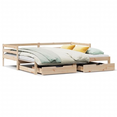 vidaXL Tagesbett Ausziehbar mit Schubladen 90x190 cm Massivholz Kiefer