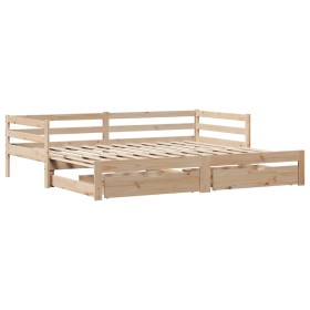 vidaXL Tagesbett Ausziehbar mit Schubladen 90x190 cm Massivholz Kiefer