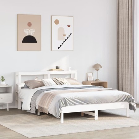 vidaXL Massivholzbett ohne Matratze Weiß 150x200 cm Kiefernholz