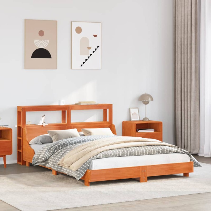 vidaXL Massivholzbett ohne Matratze Wachsbraun 120x190 cm Kiefernholz vidaXL Massivholzbett ohne Matratze Wachsbraun 120x190 cm Kiefernholz