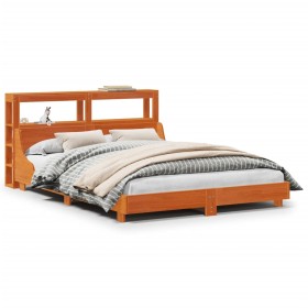vidaXL Massivholzbett ohne Matratze Wachsbraun 120x190 cm Kiefernholz