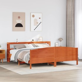 vidaXL Massivholzbett ohne Matratze Wachsbraun 200x200 Kiefernholz