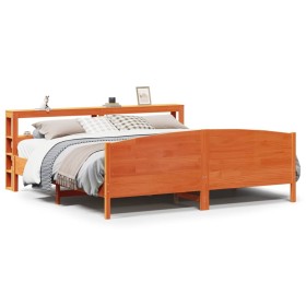 vidaXL Massivholzbett ohne Matratze Wachsbraun 200x200 Kiefernholz