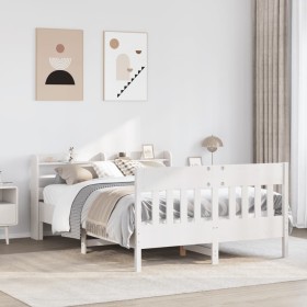 vidaXL Massivholzbett ohne Matratze Weiß 140x200 cm Kiefernholz