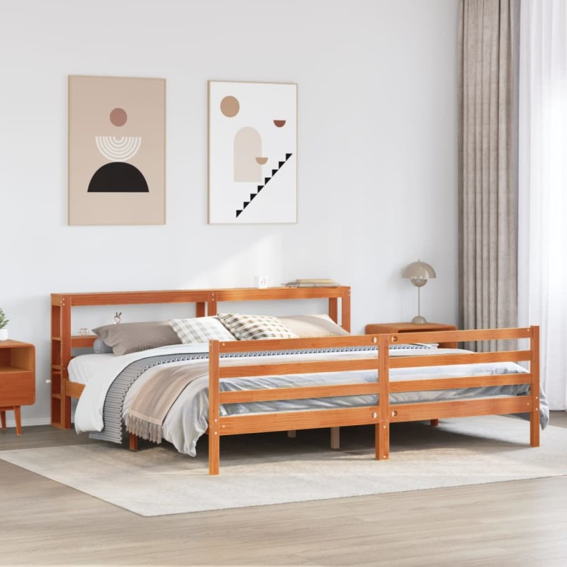 vidaXL Massivholzbett ohne Matratze Wachsbraun 200x200 Kiefernholz vidaXL Massivholzbett ohne Matratze Wachsbraun 200x200 Kiefernholz
