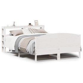 vidaXL Massivholzbett ohne Matratze Weiß 160x200 Kiefernholz