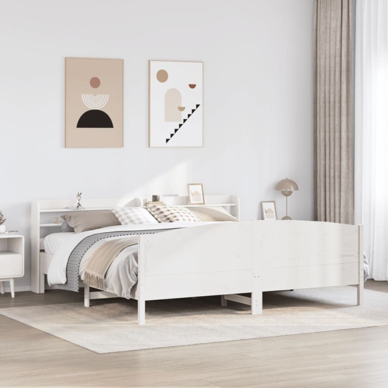 vidaXL Massivholzbett ohne Matratze Weiß 180x200 cm Kiefernholz vidaXL Massivholzbett ohne Matratze Weiß 180x200 cm Kiefernholz