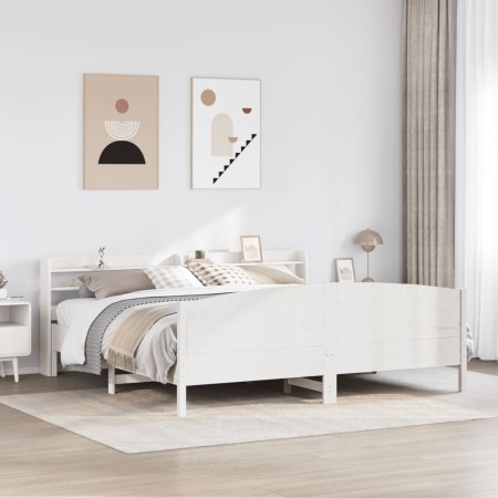 vidaXL Massivholzbett ohne Matratze Weiß 180x200 cm Kiefernholz