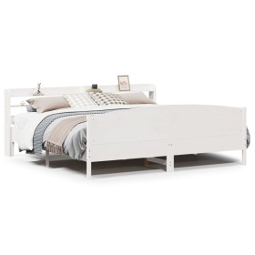 vidaXL Massivholzbett ohne Matratze Weiß 180x200 cm Kiefernholz