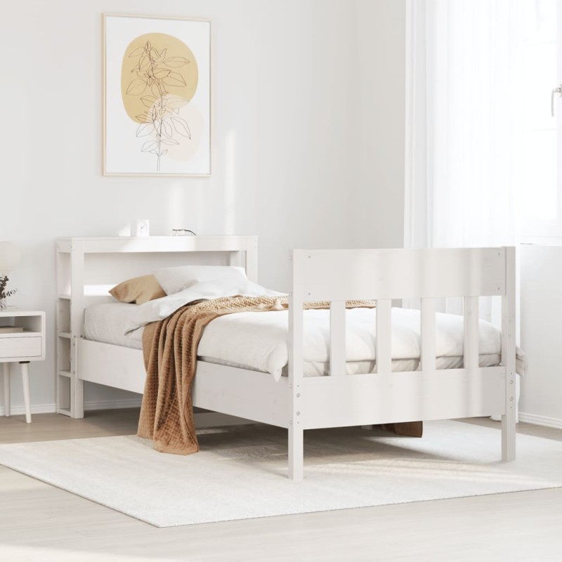 vidaXL Massivholzbett ohne Matratze Weiß 90x200 cm Kiefernholz vidaXL Massivholzbett ohne Matratze Weiß 90x200 cm Kiefernholz