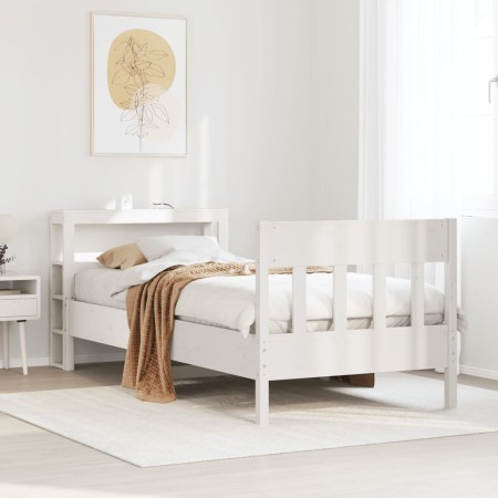 vidaXL Massivholzbett ohne Matratze Weiß 90x200 cm Kiefernholz