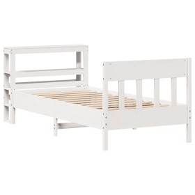 vidaXL Massivholzbett ohne Matratze Weiß 90x200 cm Kiefernholz