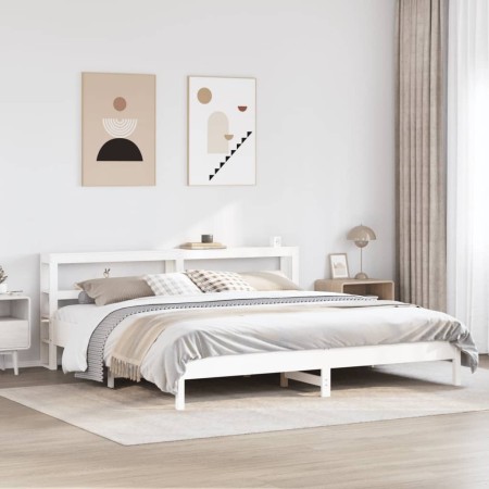 vidaXL Massivholzbett ohne Matratze Weiß 180x200 cm Kiefernholz