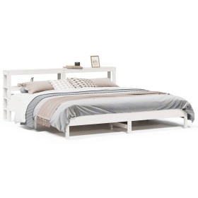 vidaXL Massivholzbett ohne Matratze Weiß 180x200 cm Kiefernholz
