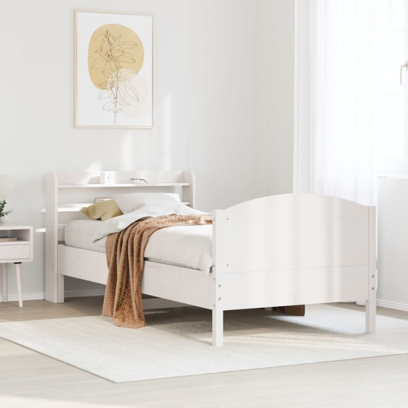 vidaXL Massivholzbett ohne Matratze Weiß 90x200 cm Kiefernholz vidaXL Massivholzbett ohne Matratze Weiß 90x200 cm Kiefernholz