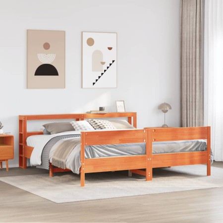 vidaXL Massivholzbett ohne Matratze Wachsbraun 180x200 Kiefernholz