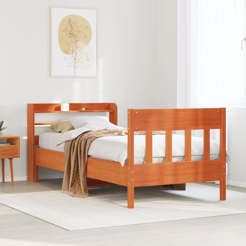 vidaXL Massivholzbett ohne Matratze Wachsbraun 75x190 cm Kiefernholz vidaXL Massivholzbett ohne Matratze Wachsbraun 75x190 cm Kiefernholz
