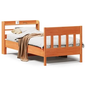 vidaXL Massivholzbett ohne Matratze Wachsbraun 75x190 cm Kiefernholz
