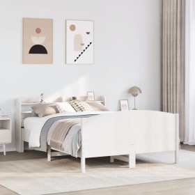 vidaXL Massivholzbett ohne Matratze Weiß 150x200 cm Kiefernholz