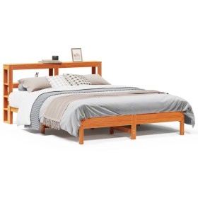 vidaXL Massivholzbett ohne Matratze Wachsbraun 135x190 cm Kiefernholz