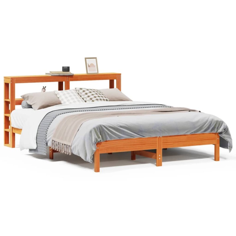 vidaXL Massivholzbett ohne Matratze Wachsbraun 135x190 cm Kiefernholz vidaXL Massivholzbett ohne Matratze Wachsbraun 135x190 cm Kiefernholz