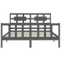 Massivholzbett mit Kopfteil Grau 160x200 cm Massivholzbett mit Kopfteil Grau 160x200 cm