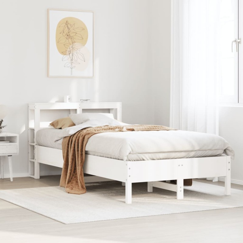 vidaXL Massivholzbett ohne Matratze Weiß 75x190 cm Kiefernholz vidaXL Massivholzbett ohne Matratze Weiß 75x190 cm Kiefernholz