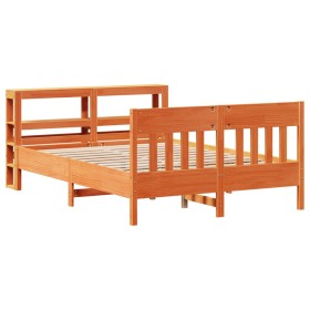 vidaXL Massivholzbett ohne Matratze Wachsbraun 120x200 cm Kiefernholz